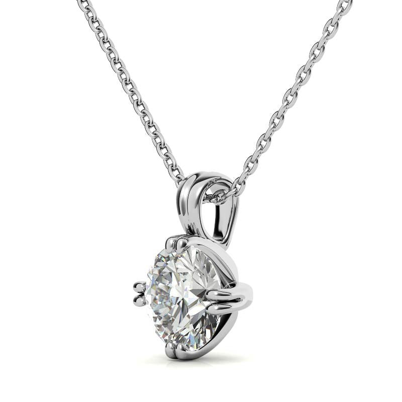 Round Brilliant Moissanite Twin-Prong Solitaire Pendant