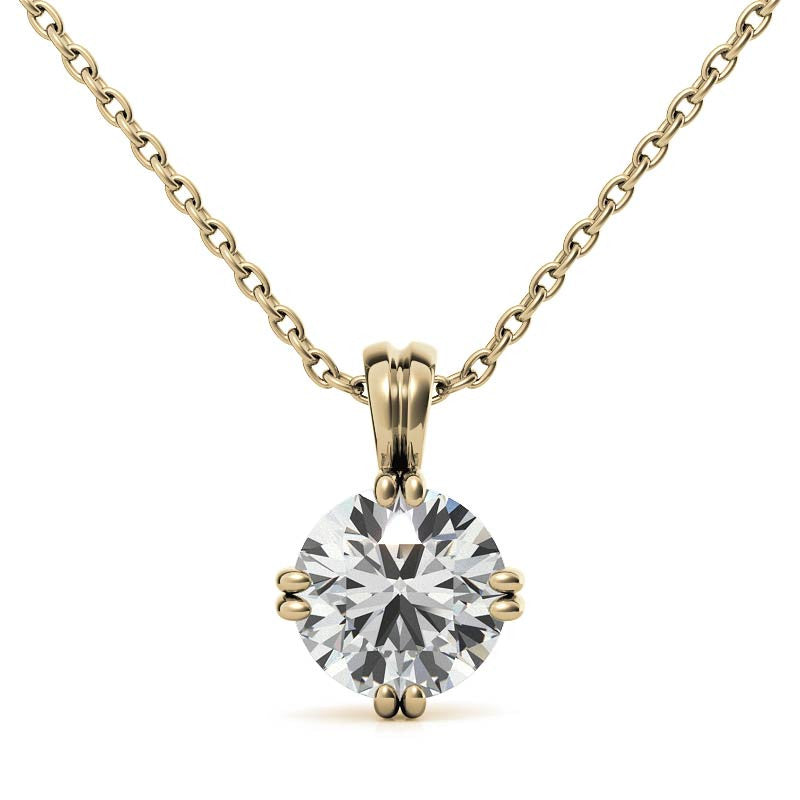 Round Brilliant Moissanite Twin-Prong Solitaire Pendant