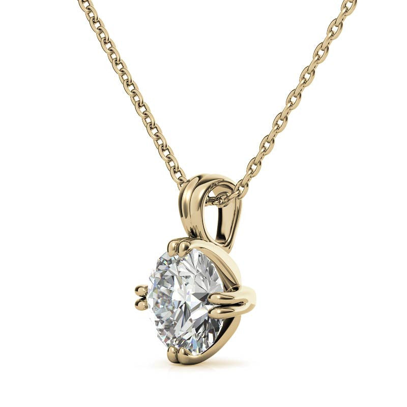 Round Brilliant Moissanite Twin-Prong Solitaire Pendant