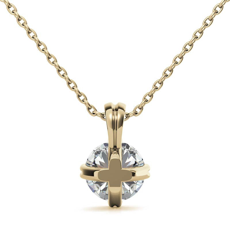 Round Brilliant Moissanite Twin-Prong Solitaire Pendant