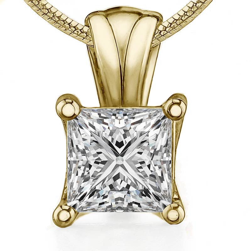 Princess Trellis Lucern Moissanite Solitaire Pendant