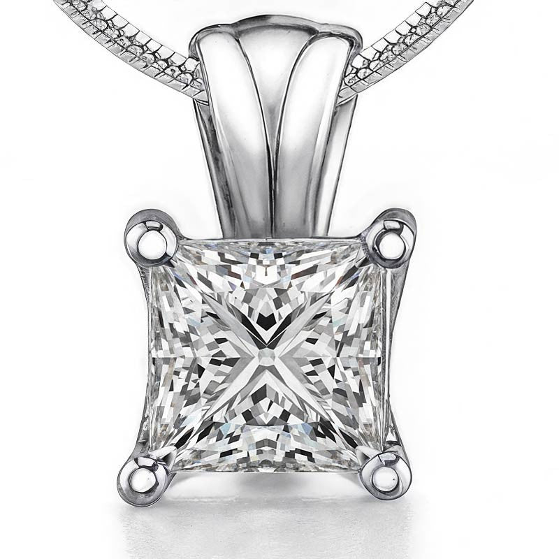 Princess Trellis Lucern Moissanite Solitaire Pendant