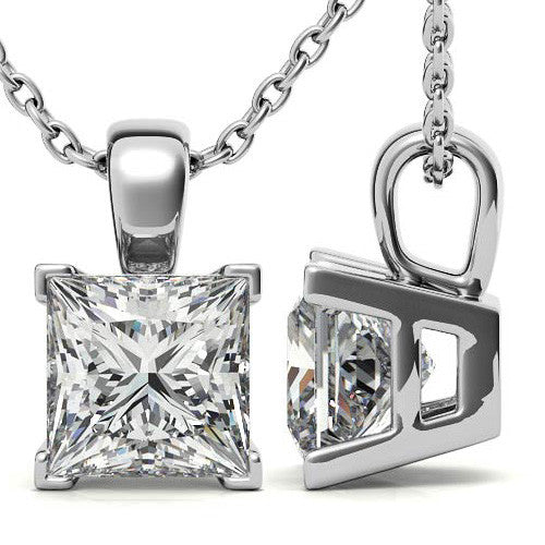 Princess cut Moissanite V-Prong Solitaire Pendant