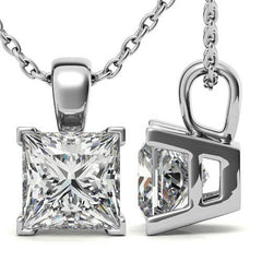 Princess cut Moissanite V-Prong Solitaire Pendant