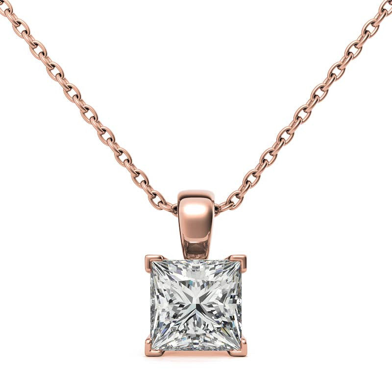 Princess cut Moissanite V-Prong Solitaire Pendant