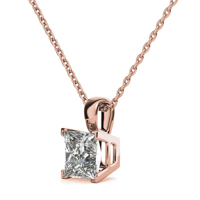 Princess cut Moissanite V-Prong Solitaire Pendant