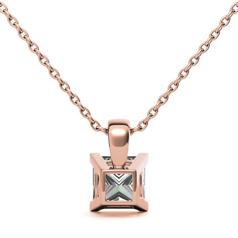 Princess cut Moissanite V-Prong Solitaire Pendant