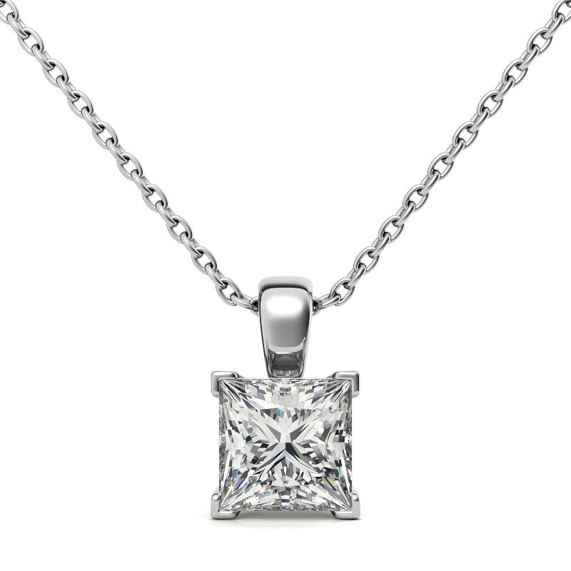 Princess cut Moissanite V-Prong Solitaire Pendant