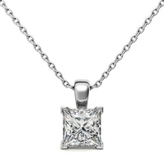 Princess cut Moissanite V-Prong Solitaire Pendant