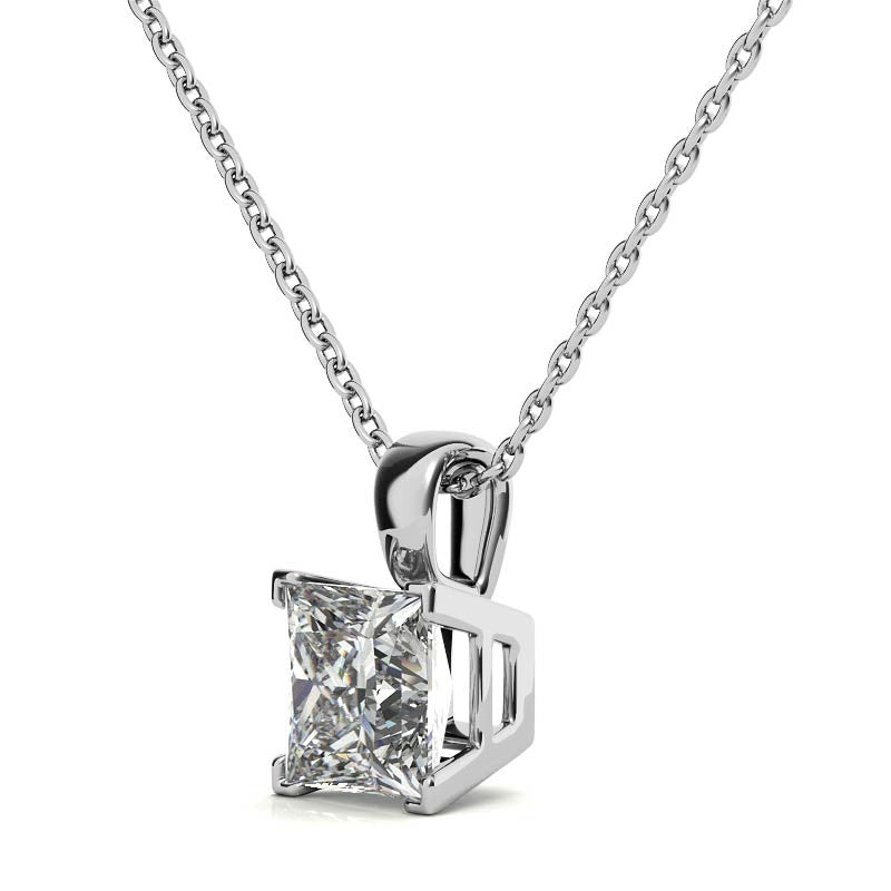 Princess cut Moissanite V-Prong Solitaire Pendant