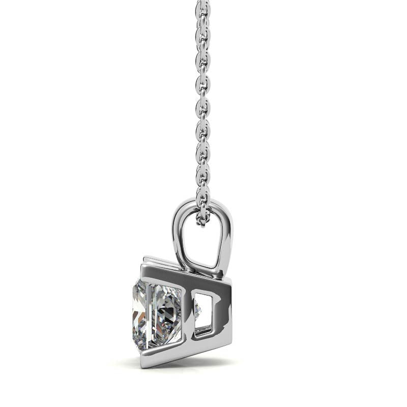 Princess cut Moissanite V-Prong Solitaire Pendant