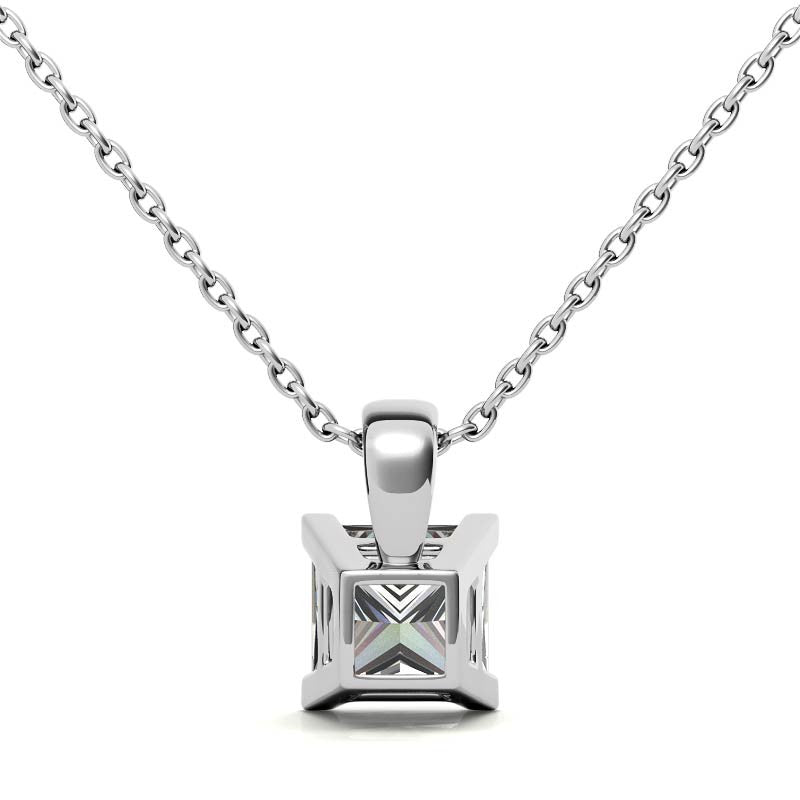 Princess cut Moissanite V-Prong Solitaire Pendant