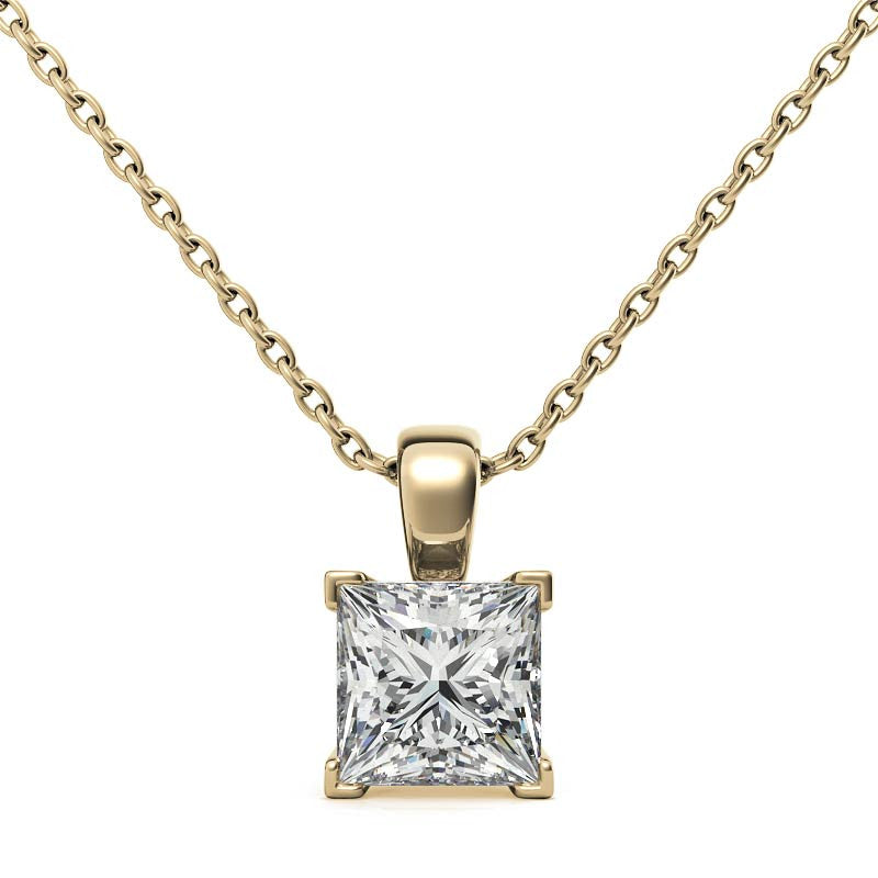 Princess cut Moissanite V-Prong Solitaire Pendant