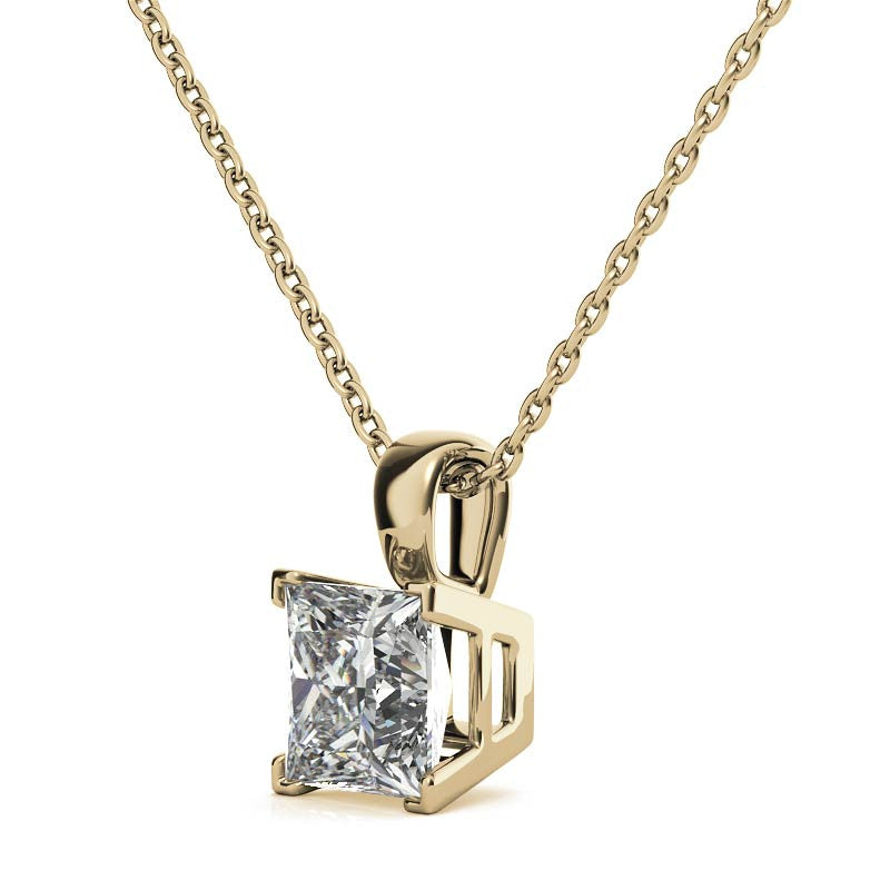 Princess cut Moissanite V-Prong Solitaire Pendant