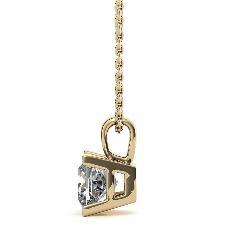 Princess cut Moissanite V-Prong Solitaire Pendant