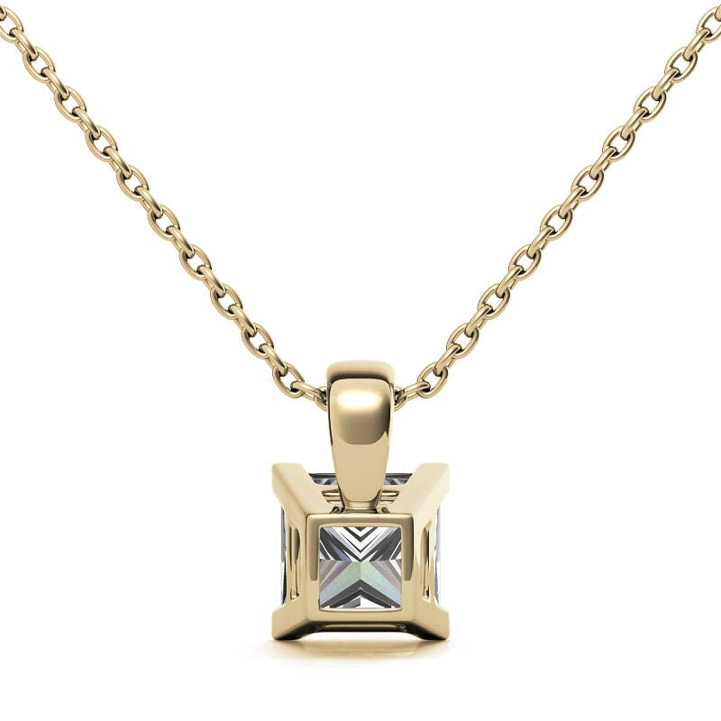 Princess cut Moissanite V-Prong Solitaire Pendant