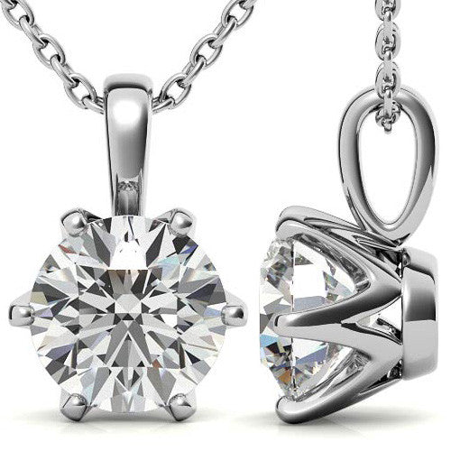 6-Prong Round Brilliant Moissanite Solitaire Pendant