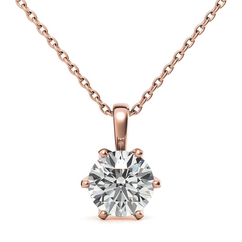 6-Prong Round Brilliant Moissanite Solitaire Pendant