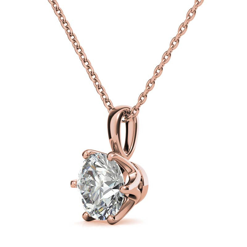 6-Prong Round Brilliant Moissanite Solitaire Pendant