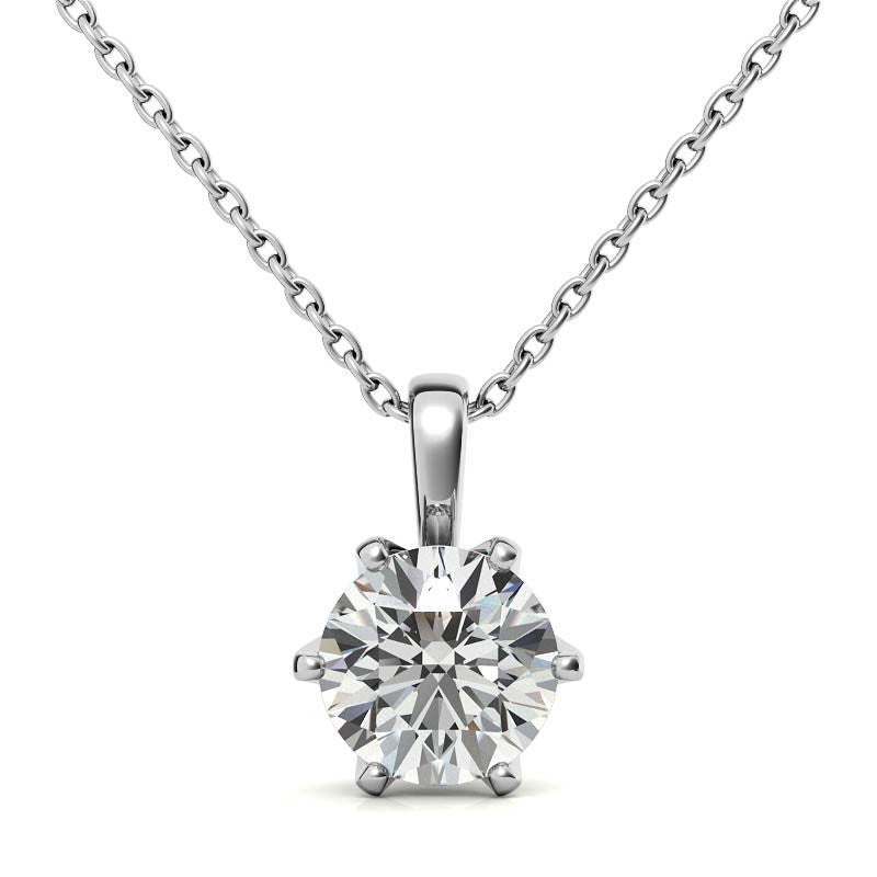 6-Prong Round Brilliant Moissanite Solitaire Pendant