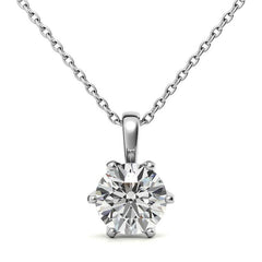6-Prong Round Brilliant Moissanite Solitaire Pendant