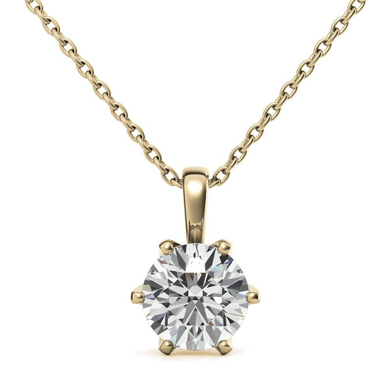 6-Prong Round Brilliant Moissanite Solitaire Pendant