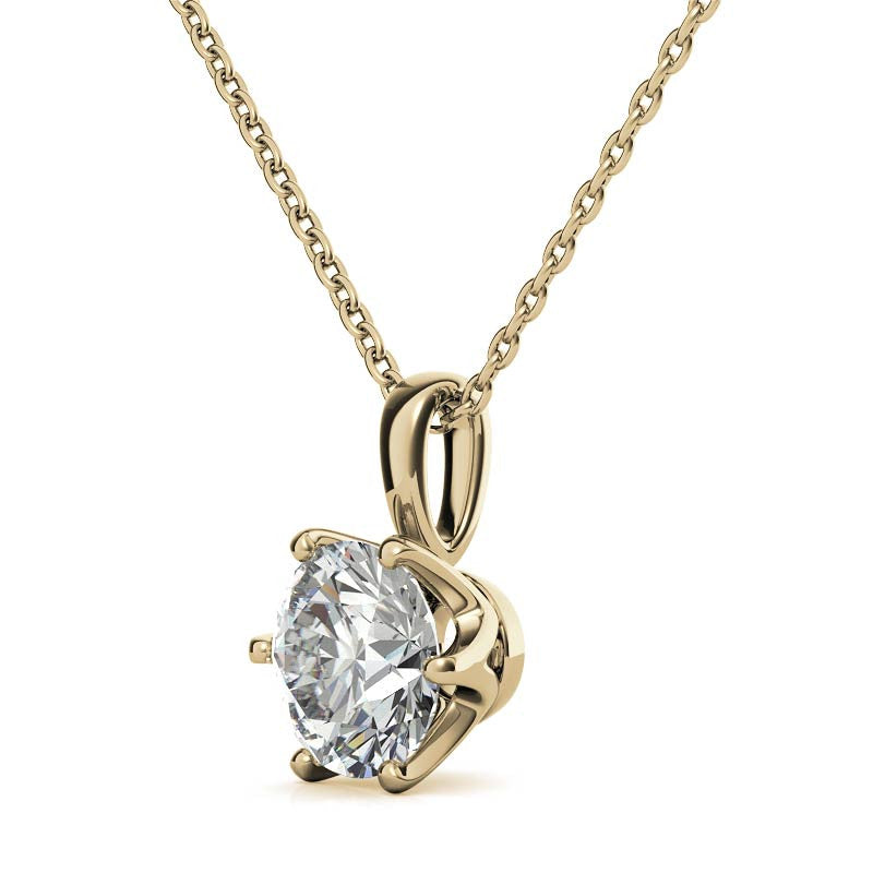 6-Prong Round Brilliant Moissanite Solitaire Pendant
