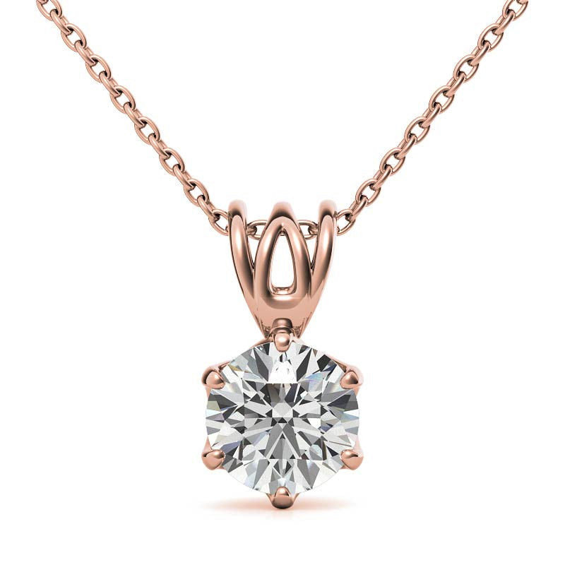 6-Prong Interwoven Round Brilliant Moissanite Solitaire Pendant