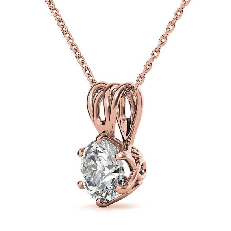 6-Prong Interwoven Round Brilliant Moissanite Solitaire Pendant