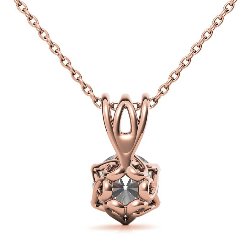 6-Prong Interwoven Round Brilliant Moissanite Solitaire Pendant
