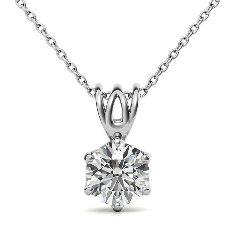 6-Prong Interwoven Round Brilliant Moissanite Solitaire Pendant
