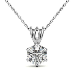 6-Prong Interwoven Round Brilliant Moissanite Solitaire Pendant