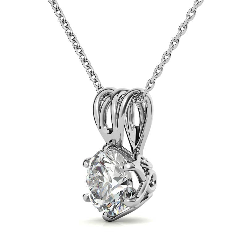 6-Prong Interwoven Round Brilliant Moissanite Solitaire Pendant