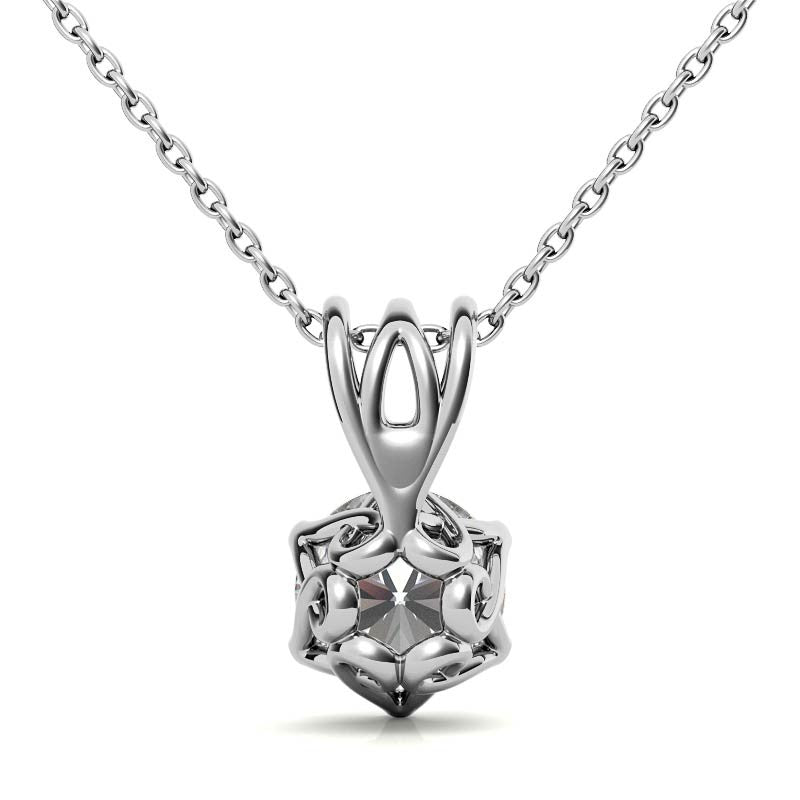 6-Prong Interwoven Round Brilliant Moissanite Solitaire Pendant