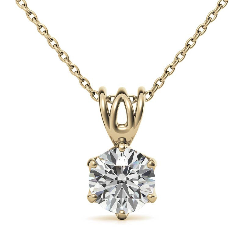 6-Prong Interwoven Round Brilliant Moissanite Solitaire Pendant