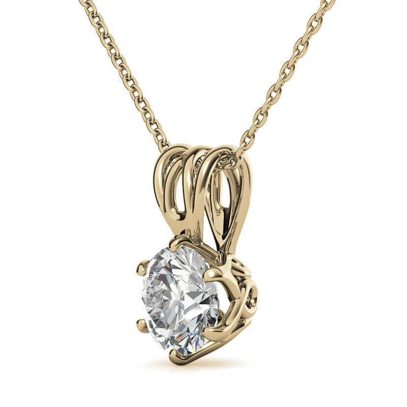 6-Prong Interwoven Round Brilliant Moissanite Solitaire Pendant
