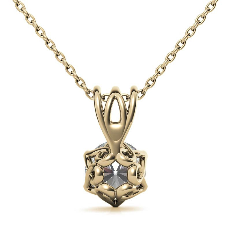 6-Prong Interwoven Round Brilliant Moissanite Solitaire Pendant