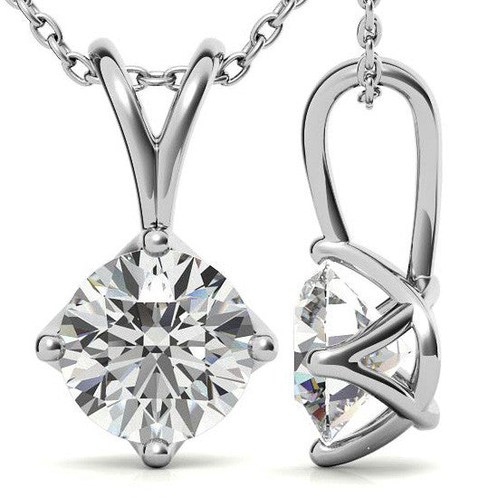 Round Brilliant Moissanite Trellis Style Solitaire Pendant