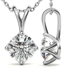 Round Brilliant Moissanite Trellis Style Solitaire Pendant