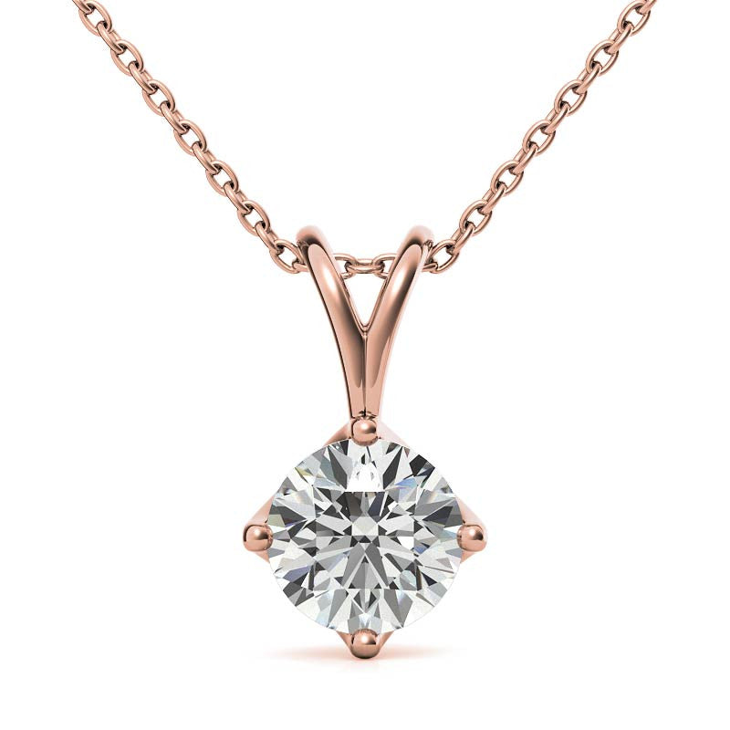 Round Brilliant Moissanite Trellis Style Solitaire Pendant