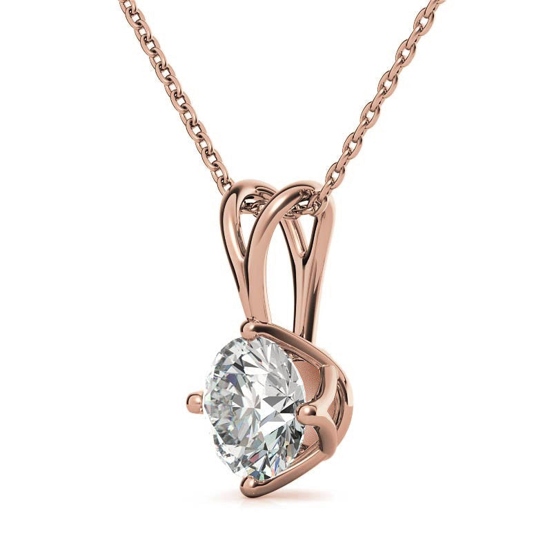 Round Brilliant Moissanite Trellis Style Solitaire Pendant