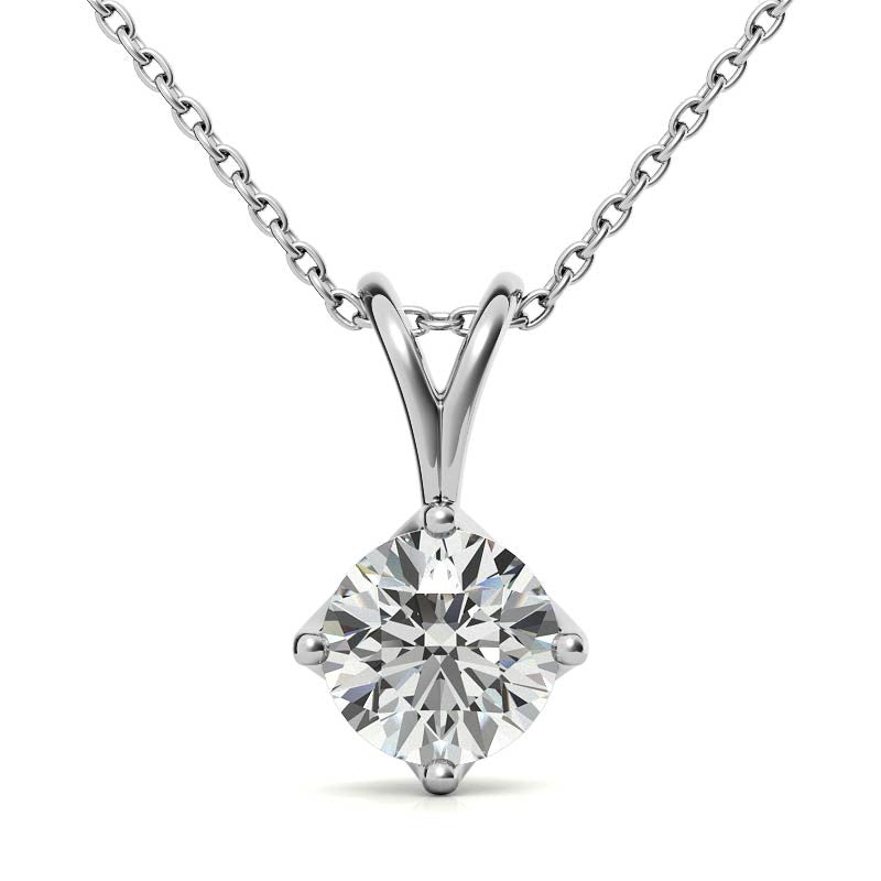 Round Brilliant Moissanite Trellis Style Solitaire Pendant