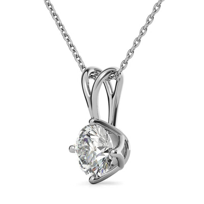 Round Brilliant Moissanite Trellis Style Solitaire Pendant