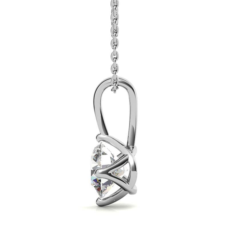 Round Brilliant Moissanite Trellis Style Solitaire Pendant