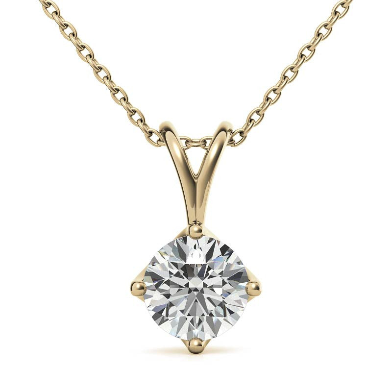 Round Brilliant Moissanite Trellis Style Solitaire Pendant