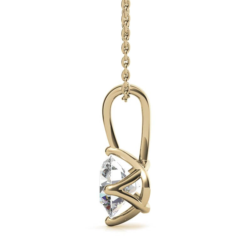 Round Brilliant Moissanite Trellis Style Solitaire Pendant