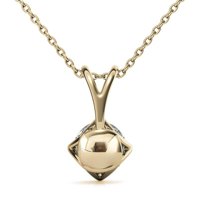 Round Brilliant Moissanite Trellis Style Solitaire Pendant