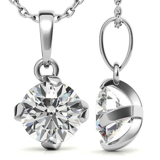 Twisted Prong Round Brilliant Moissanite Solitaire Pendant
