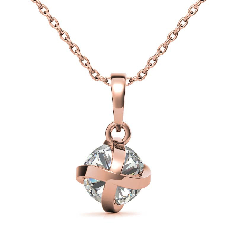Twisted Prong Round Brilliant Moissanite Solitaire Pendant