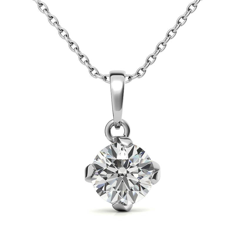 Twisted Prong Round Brilliant Moissanite Solitaire Pendant